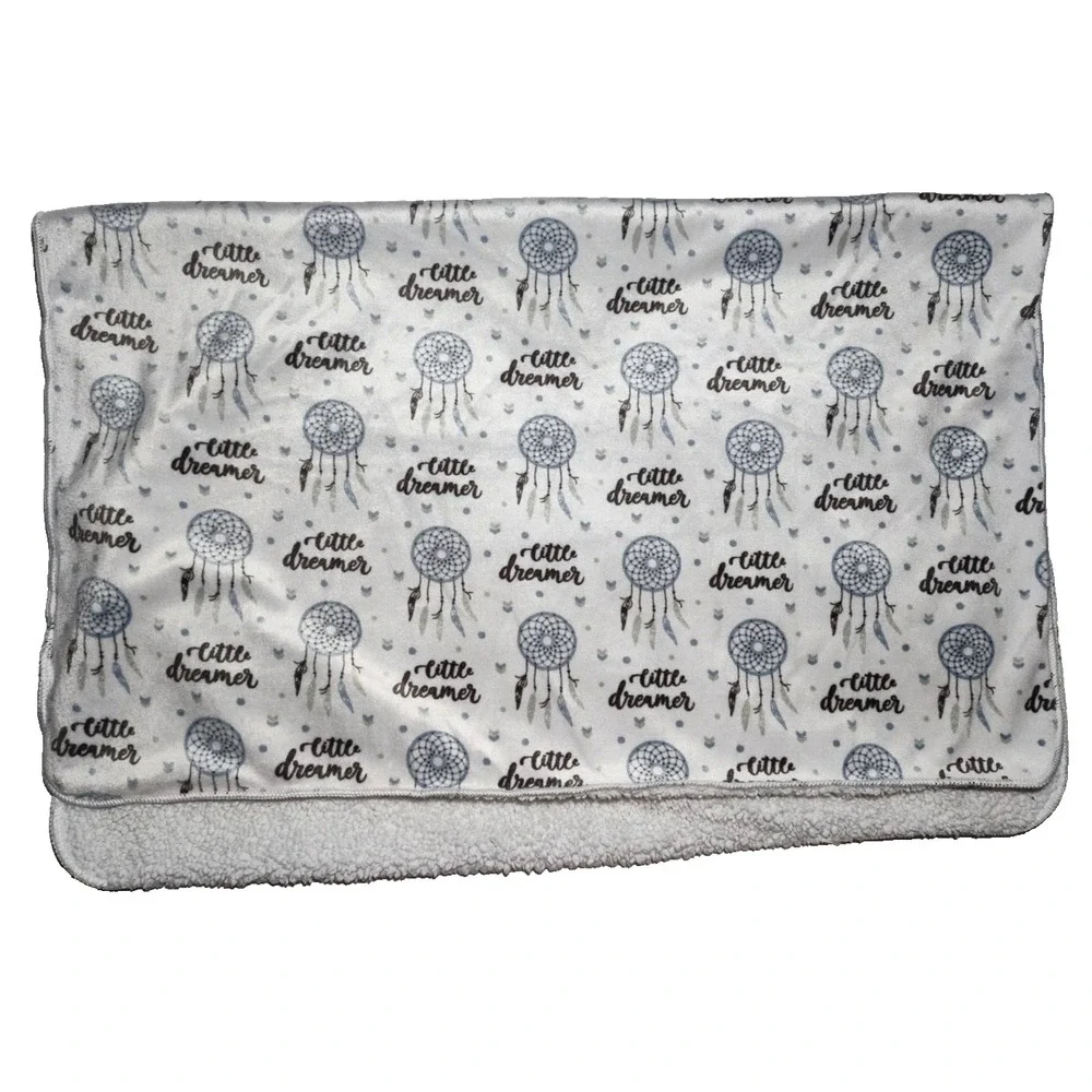 SL‎ Home Fashions Little Dreamer Dream Catcher Blue White Sherpa Baby Blanket